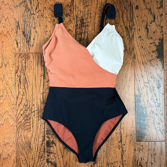 Nip Tuck Swim, Color Block, Textured, Tummy Control, One Piece Swimsuit SZ 4 - Picture 4 of 13